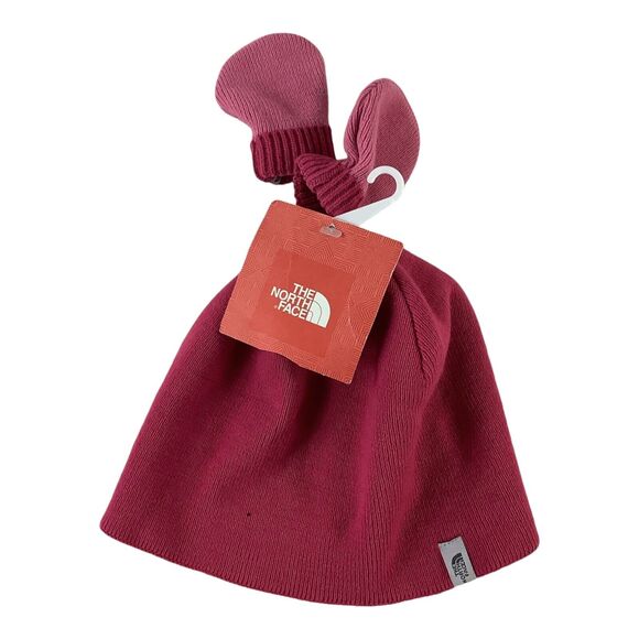 The North Face Baby Boo Reversible Bliss Pink Beanie & Mitten Set Infant NWT - Picture 1 of 8